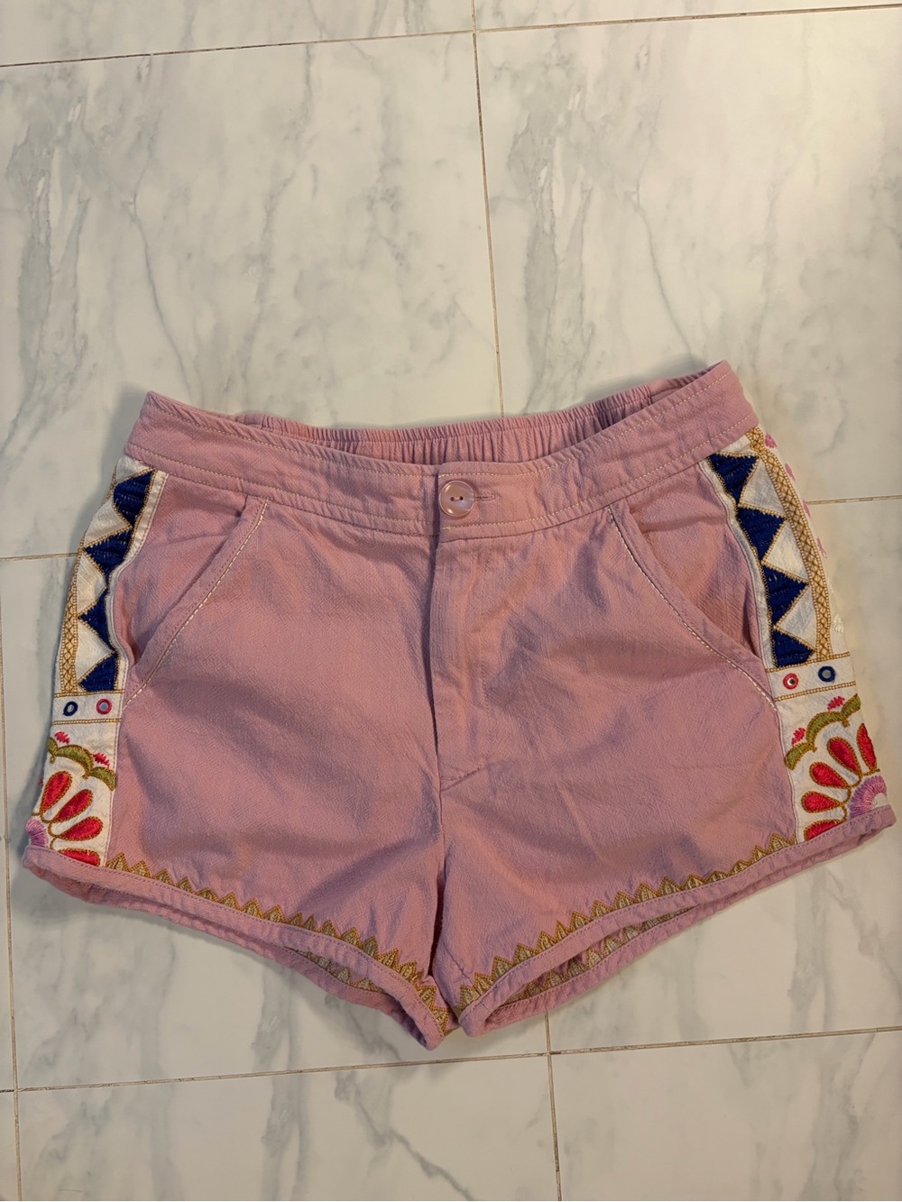 Anthropologie Small Boho Embroidered Light Purple Shorts